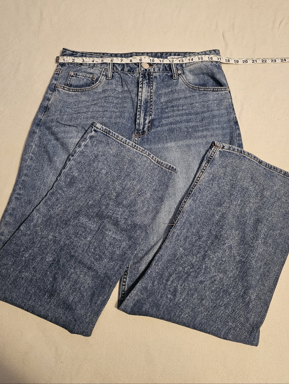 OAT New York "Cloud Luxe" High-Rise Wide-Leg Womens  Jeans Light Blue Sz 12/31 - Picture 4 of 9
